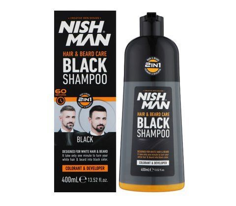 Шампунь для маскування сивини Nishman Hair&Beard Care Black Shampoo Bundle 400 мл